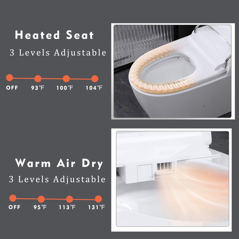 Luxury Smart Toilet With Built-In Auto Open And Close Bidet Seat, Foot Sensor, LED Display And Night Light (SAK31256) - Saksby Wholesale - Adjustable Temperature