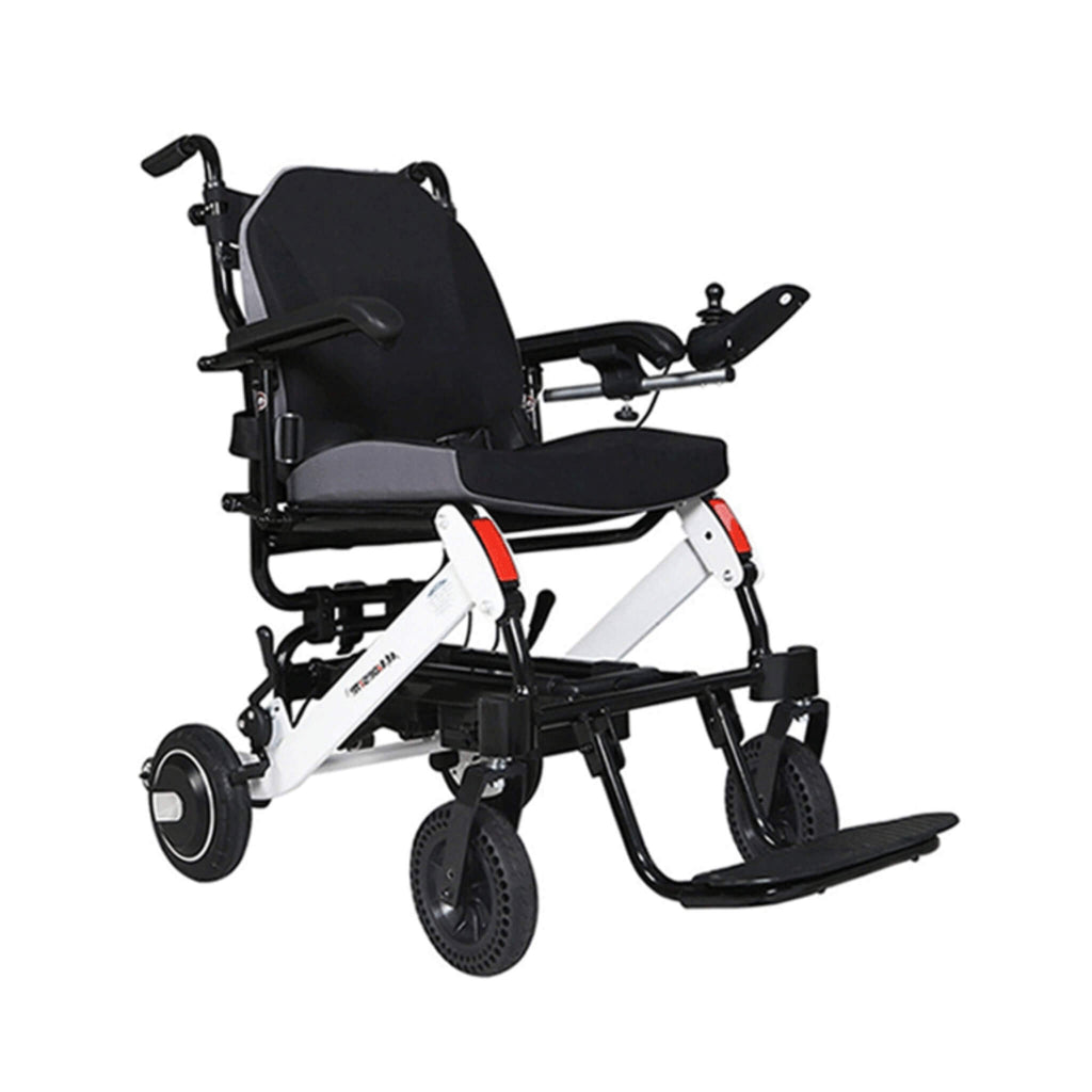 Maidesite 17.5" Wide Seat Lightweight Electric Folding Wheelchair, 500W (SAK33689) - Saksby Wholesale - Front Right View