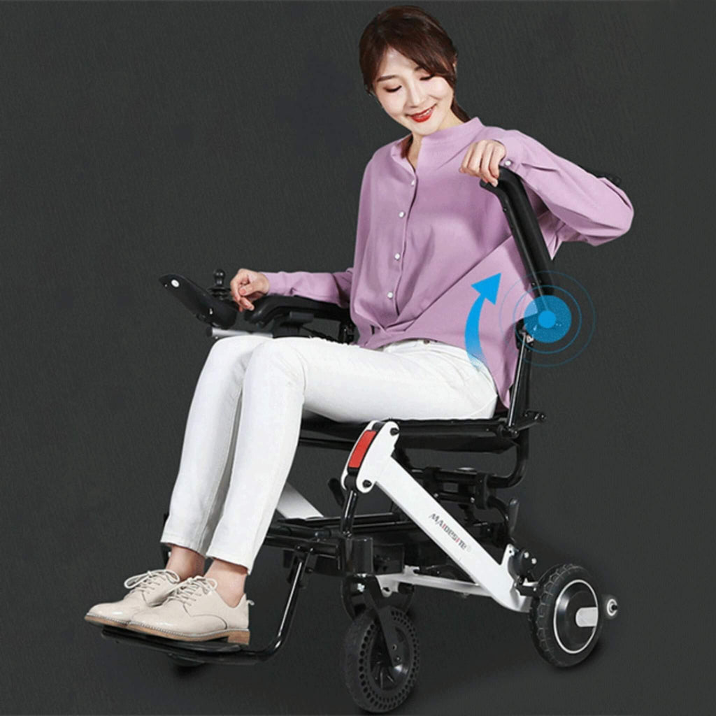 Maidesite 17.5" Wide Seat Lightweight Electric Folding Wheelchair, 500W (SAK33689) - Saksby Wholesale - Armrest View