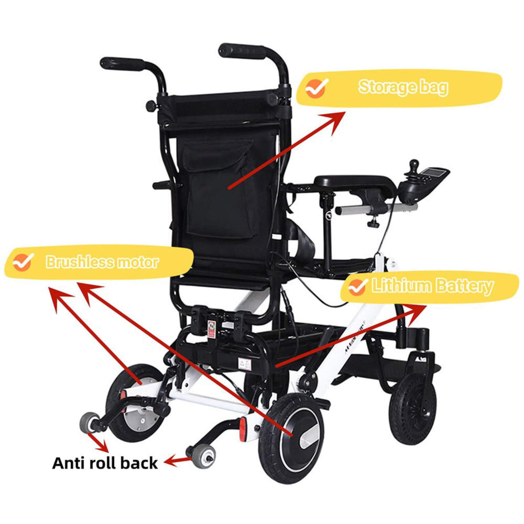 Maidesite 17.5" Wide Seat Lightweight Electric Folding Wheelchair, 500W (SAK33689) - Saksby Wholesale - Features View