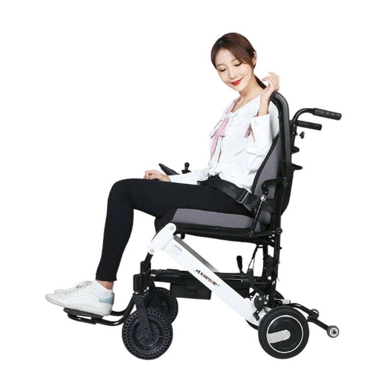 Maidesite 17.5" Wide Seat Lightweight Electric Folding Wheelchair, 500W (SAK33689) - Saksby Wholesale - Lady View