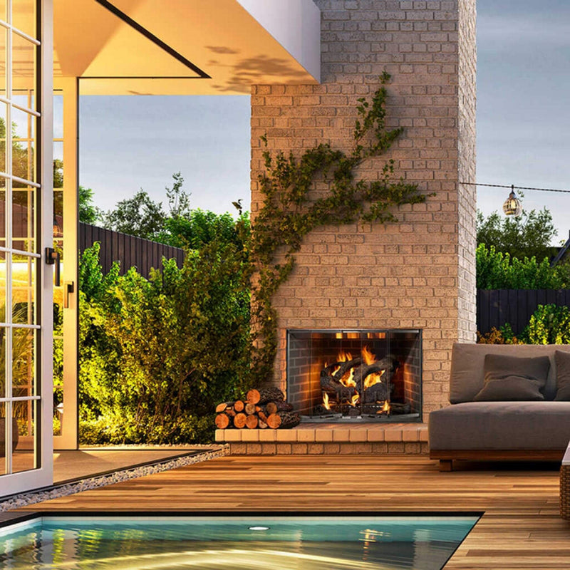 Majestic Cottagewood 42" Gray Refractory Outdoor Wood-Burning Fireplace [ODCTGWD-42/H] SAKSBY - Outdoor View
