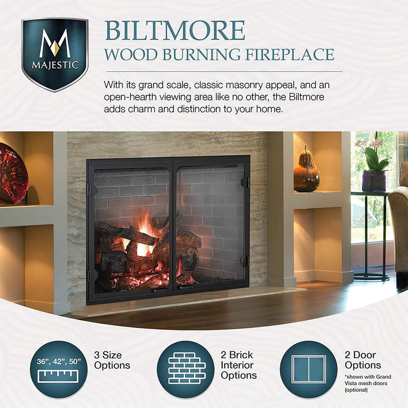 MAJESTIC BILTMORE Herringbone Pattern Open Wood Burning Fireplace (SAK62147)