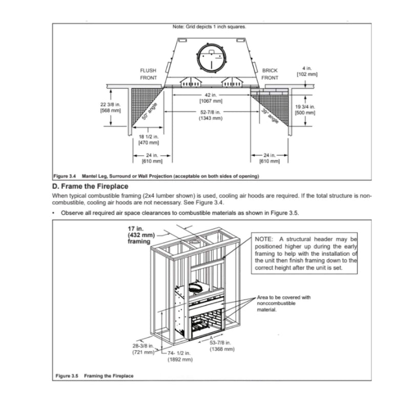 MAJESTIC CASTLEWOOD 42" Outdoor Wood Burning Fireplace [ODCASTLEWD-42-B] SAKSBY - Dimensions View