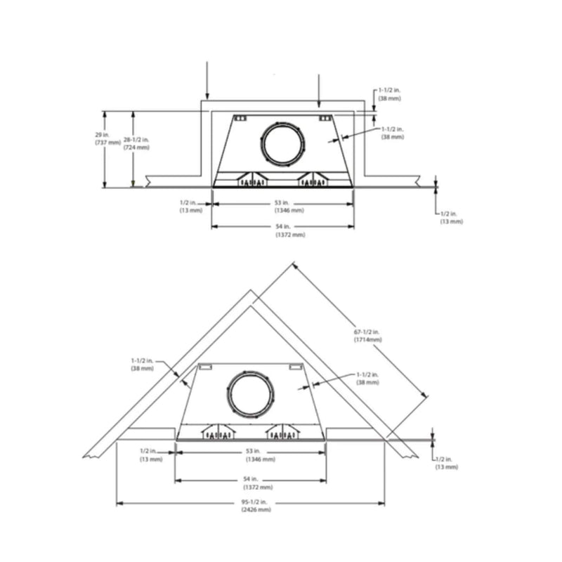 MAJESTIC CASTLEWOOD 42" Outdoor Wood Burning Fireplace [ODCASTLEWD-42-B] SAKSBY - Dimension View