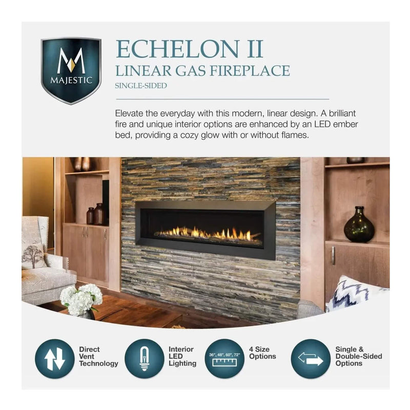 MAJESTIC ECHELON II 48" See-Through Direct Vent Fireplace [ECHEL48STIN-C] SAKSBY - Features View