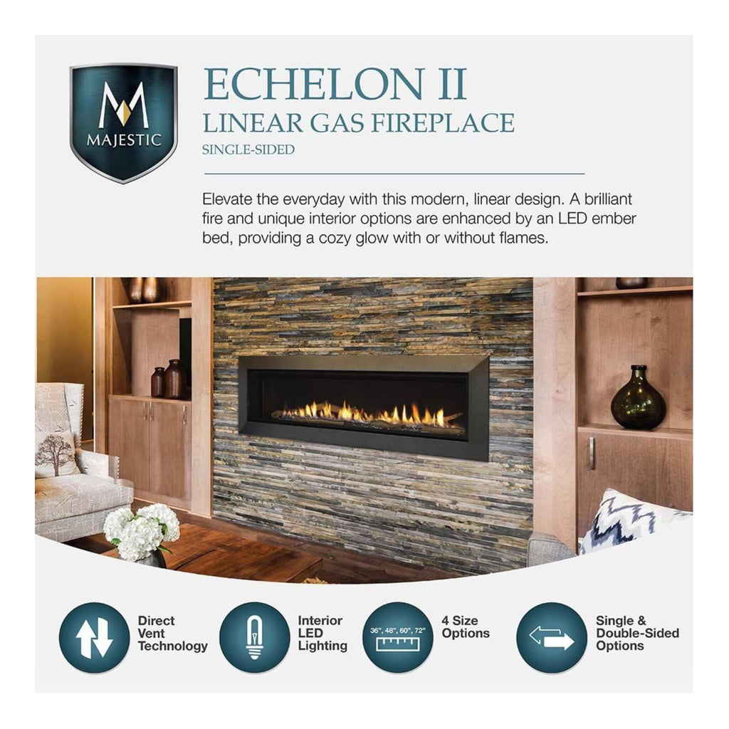 Majestic Echelon II 60" Linear Direct Vent Fireplace [ECHEL60IN-C] SAKSBY - Features View