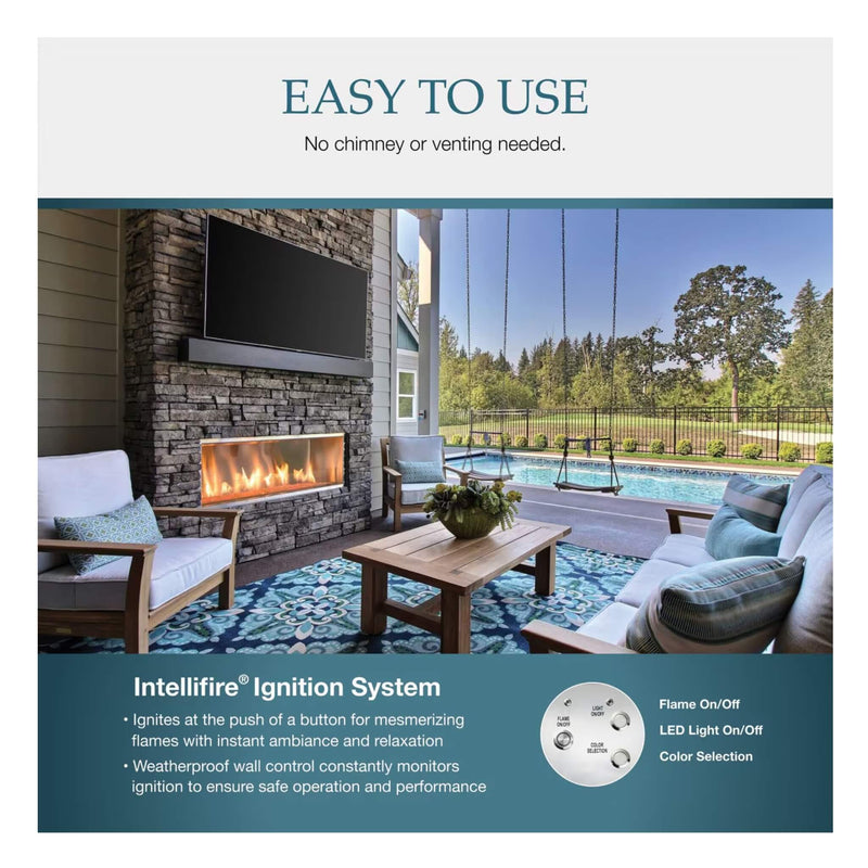 Majestic Lanai 60" Single Sided Linear Outdoor Gas Fireplace [ODLANAIG-60] SAKSBY - Features View