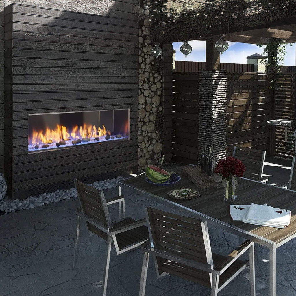 Majestic Lanai 60" Single Sided Linear Outdoor Gas Fireplace [ODLANAIG-60] SAKSBY - Outdoor View