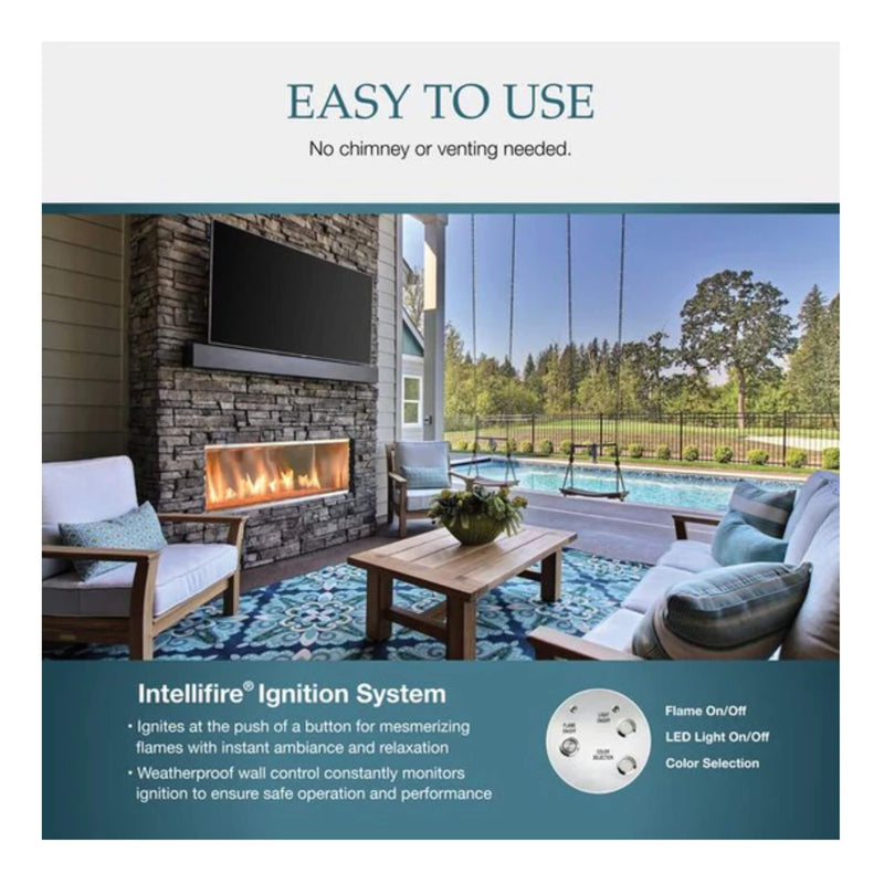 Majestic Lanai 60" Single Sided Linear Outdoor Gas Fireplace [ODLANAIG-60] SAKSBY - Features View