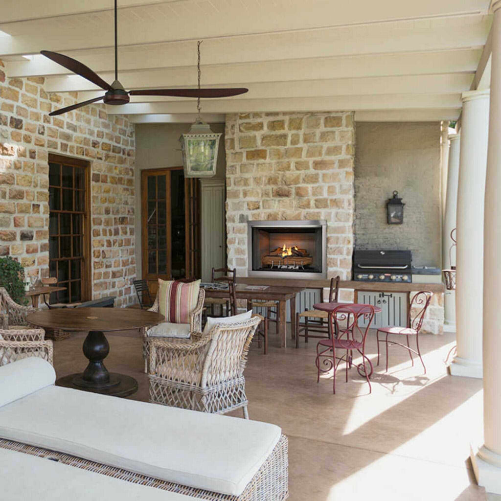 Majestic Vesper 42" Traditional Concrete Refractory Outdoor Gas Fireplace [VOFB42-T] SAKSBY - Outdoor View