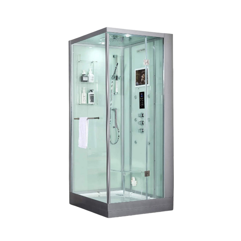 MAYA BATH PLATINUM ARREZO Steam Shower With Rainfall Ceiling Shower SAKSBY - Front Left View