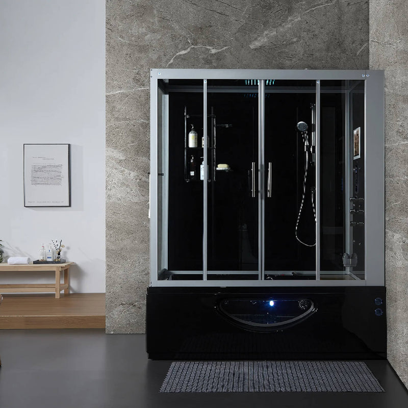 MAYA BATH Platinum Catania-R Steam Shower With 6 Acupuncture Jets SAKSBY - Black View