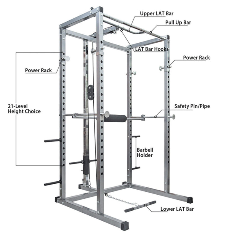 Merax Multi-Functional Olympic Power Squat Rack Cage For Home & Gym (SAK98719) - Saksby Wholesale - Label Parts View