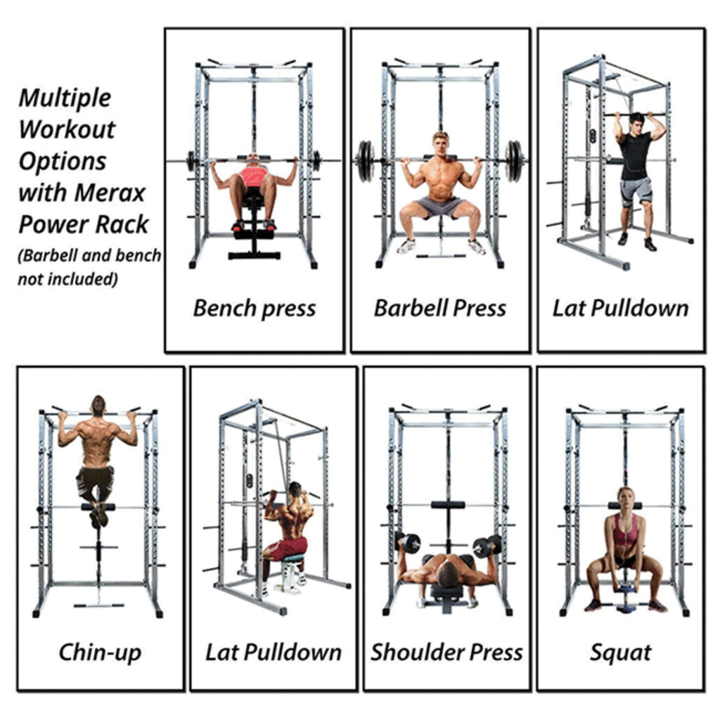 Merax Multi-Functional Olympic Power Squat Rack Cage For Home & Gym (SAK98719) - Saksby Wholesale - Multiple Workouts View