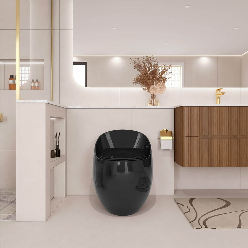 Modern 1.28 GPF Single Flush 1-Piece Ceramic Egg-Shaped Toilet (SAK93341) - Saksby Wholesale - Bathroom Setup