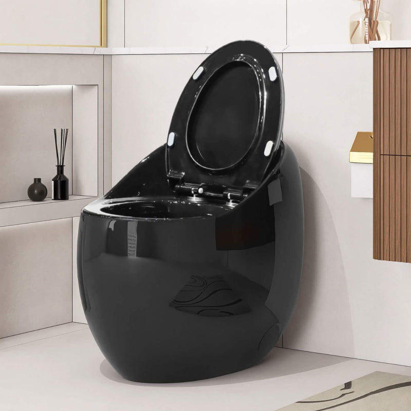 Black Toilet In A Modern Bathroom Setting With Neutral Colors. - Saksby Wholesale