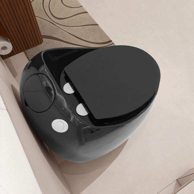 Modern 1.28 GPF Single Flush 1-Piece Ceramic Egg-Shaped Toilet (SAK93341) - Saksby Wholesale - Top View Design Details