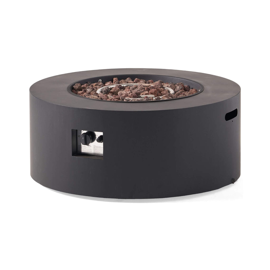 Modern 32 Inch 40K BTU Round Iron Propane Fire Pit (SAK29102) - Saksby Wholesale - Front View White Background