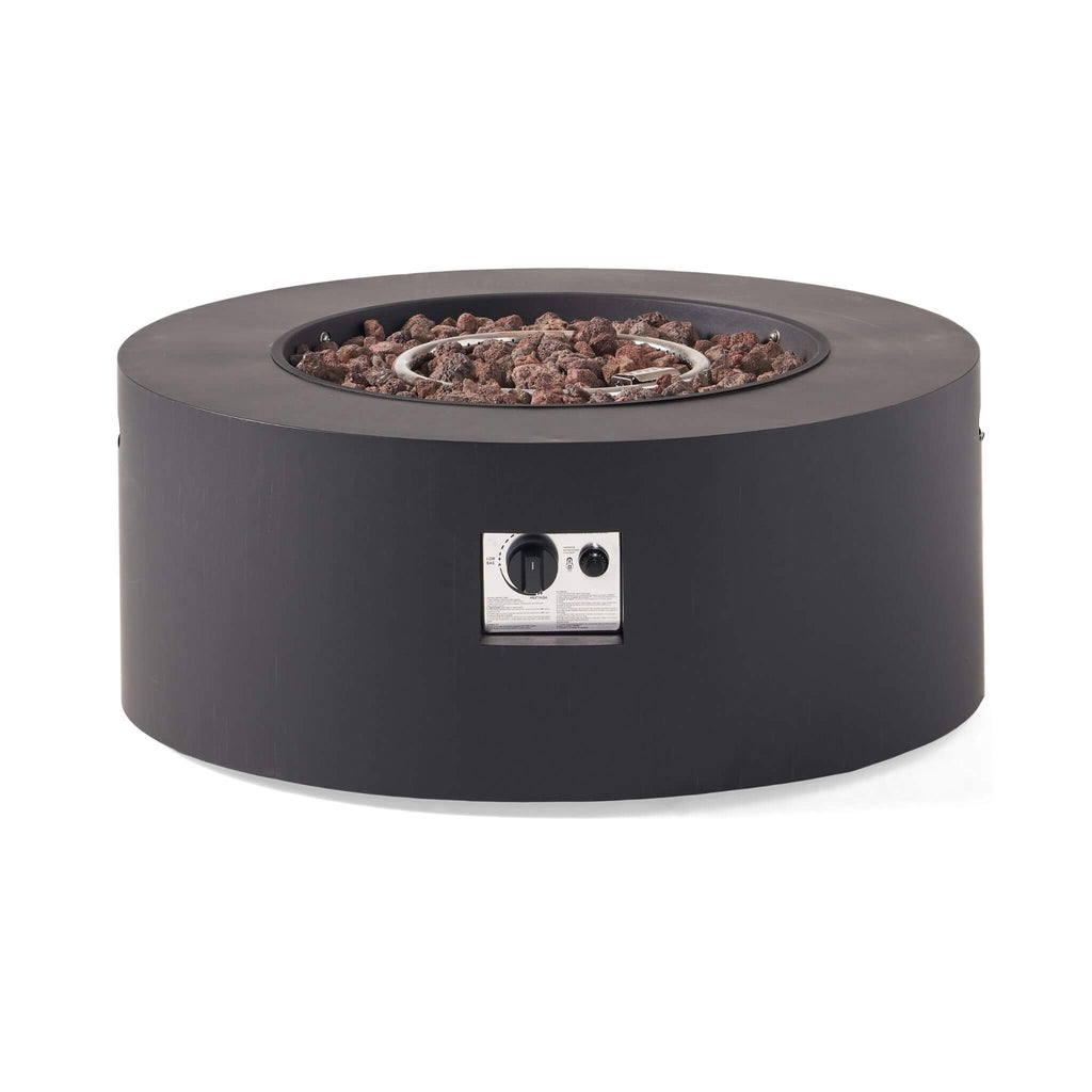 Modern 32 Inch 40K BTU Round Iron Propane Fire Pit (SAK29102) - Saksby Wholesale - Back View