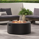Modern 32 Inch 40K BTU Round Iron Propane Fire Pit (SAK29102) - Saksby Wholesale - On Fire Outoor Setup