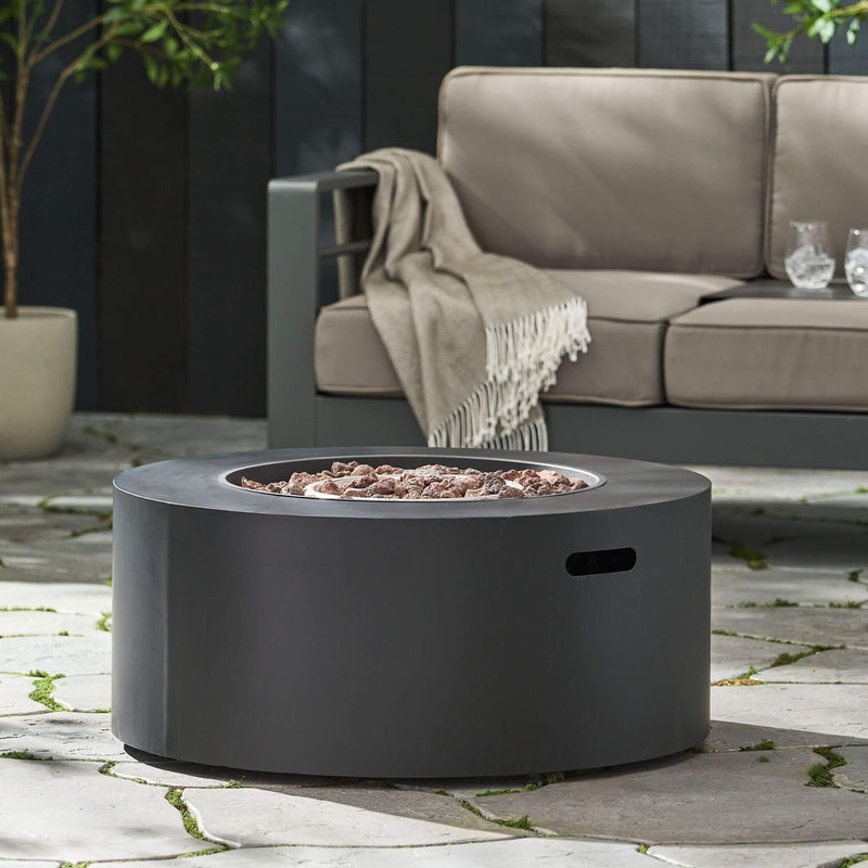 Modern 32 Inch 40K BTU Round Iron Propane Fire Pit (SAK29102) - Saksby Wholesale - Outdoor Lifestyle