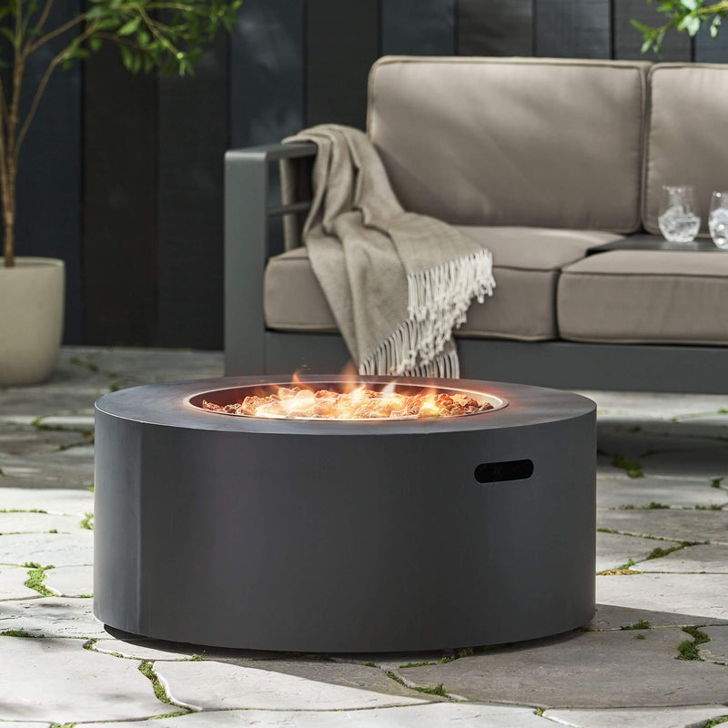 Modern 32 Inch 40K BTU Round Iron Propane Fire Pit (SAK29102) - Saksby Wholesale - Outdoor On Fire Lifestyle