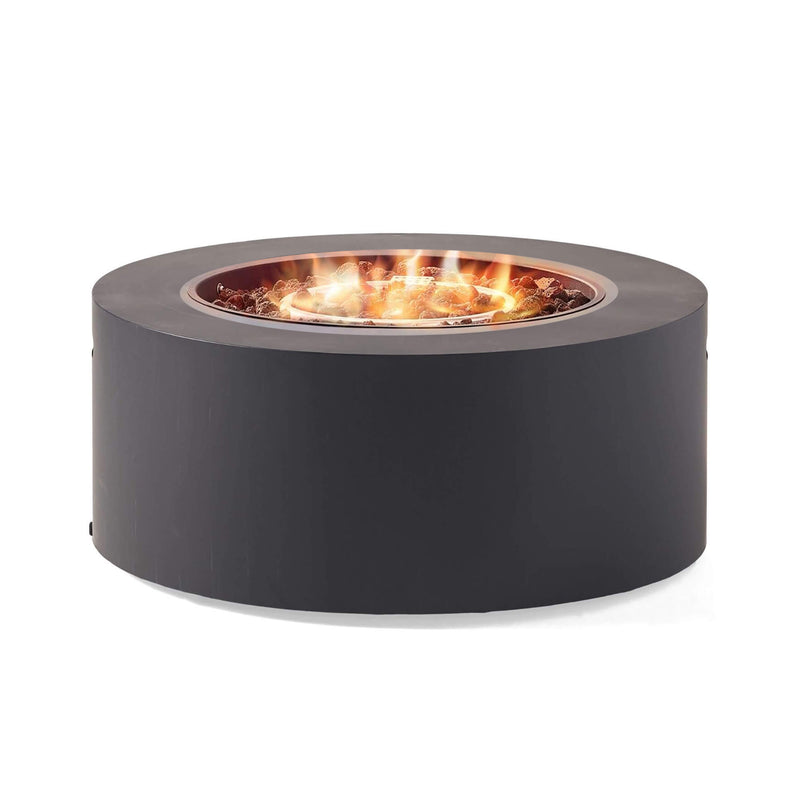 Round Black Fire Pit With Flames On A White Background - Saksby Wholesale