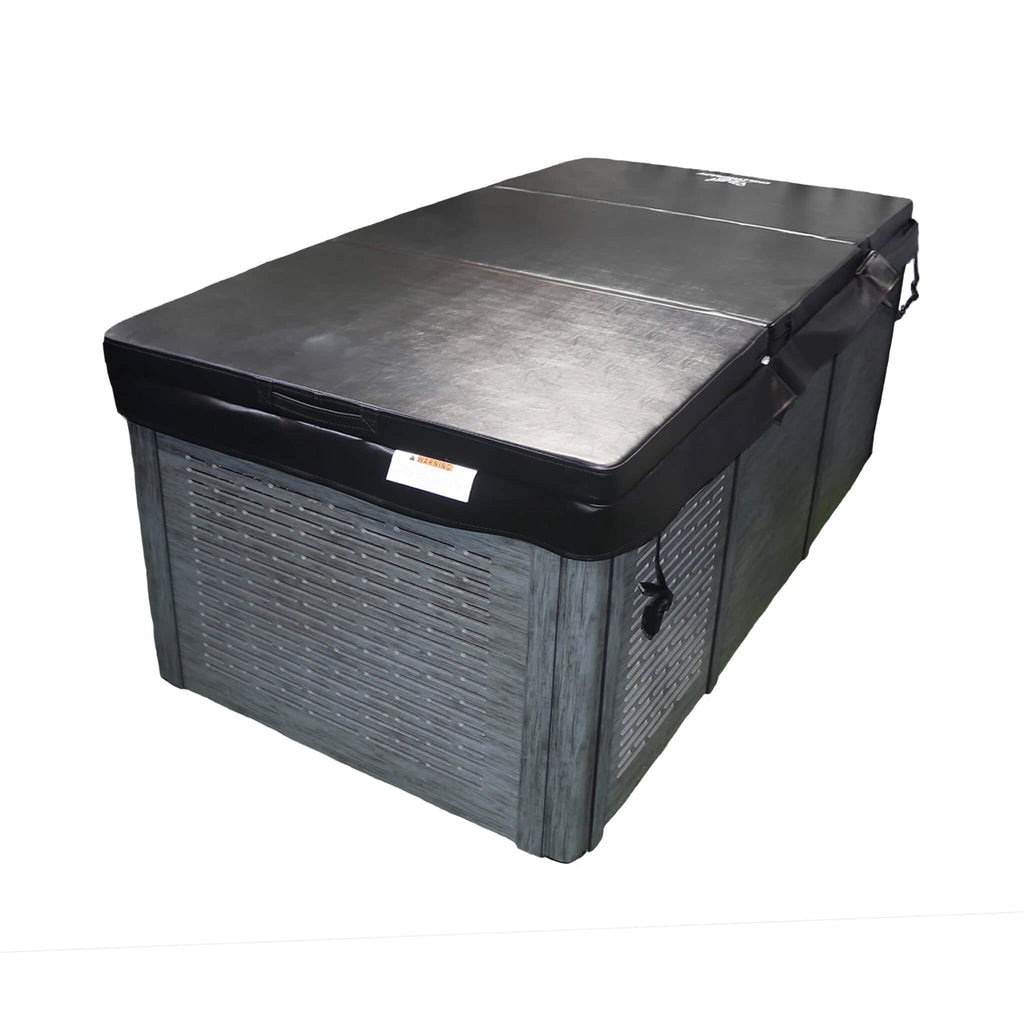 Modern Cold Plunge Spa Tub With Built-In Ozone And Multi-Coloured Exterior Lighting (SAK37605) - Saksby Wholesale - Front Left View With Cover