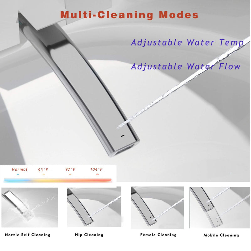 Modern Compact Smart Tankless Toilet With Bidet, Auto Open, Auto Flush, Heated Seat And Air Dryer (SAK51990) - Saksby Wholesale - Multi-Cleaning Modes
