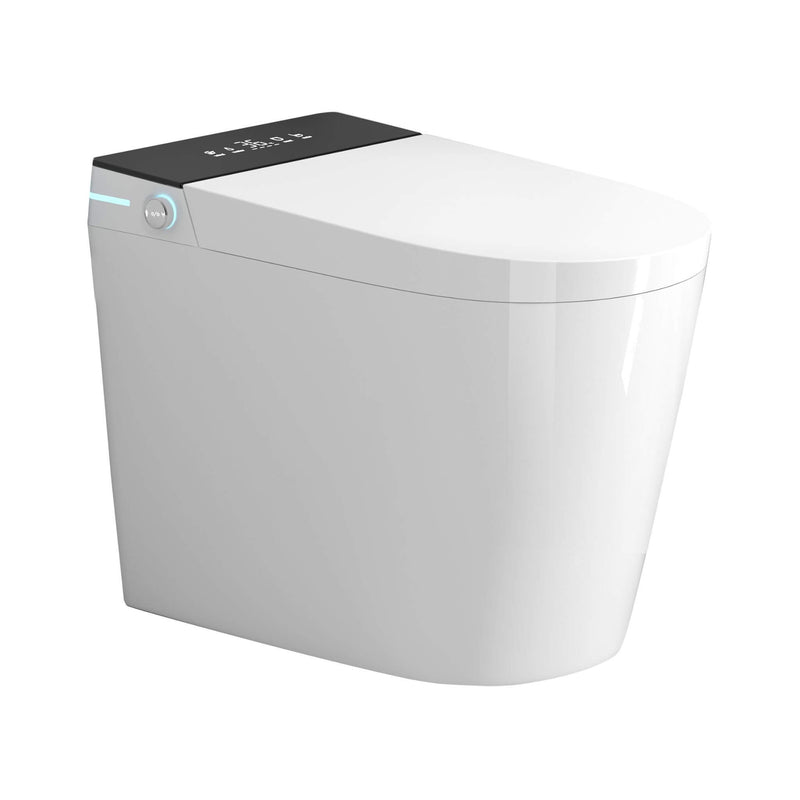 Modern Compact Smart Tankless Toilet With Bidet, Auto Open, Auto Flush, Heated Seat And Air Dryer (SAK51990) - Saksby Wholesale - Side VIew White Background