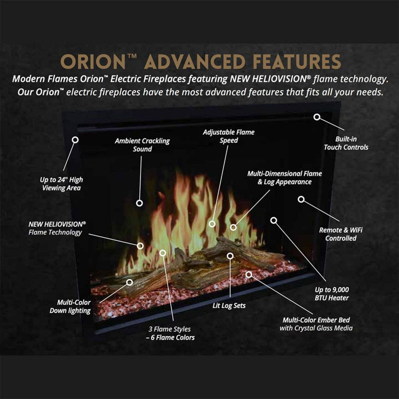 MODERN FLAMES 36" Orion Traditional Heliovision Electric Fireplace [OR36-TRAD] (HBG91024)-HBG