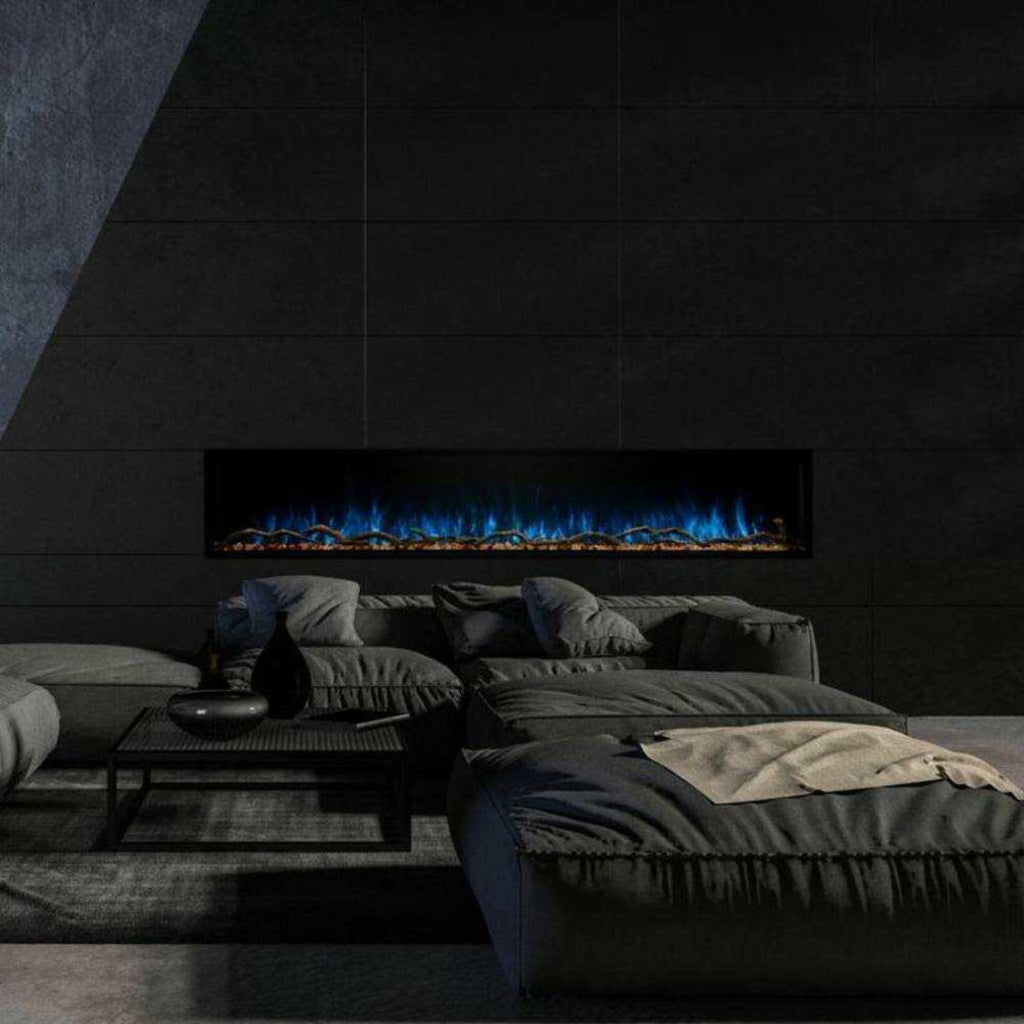 MODERN FLAMES LANDSCAPE PRO SLIM 68" Built-In Electric Fireplace [LPS-6814V2] SAKSBY - Living Room View