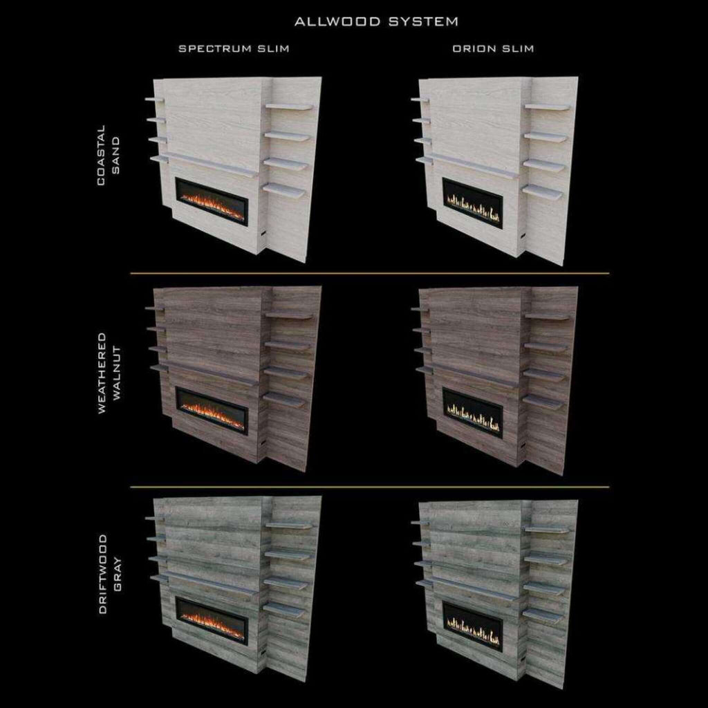 MODERN FLAMES ALLWOOD Media Main Wall System Only For Spectrum Slimline 60" Electric Fireplace [AFWS-MAIN-DW/CS] SAKSBY - Demonstration View