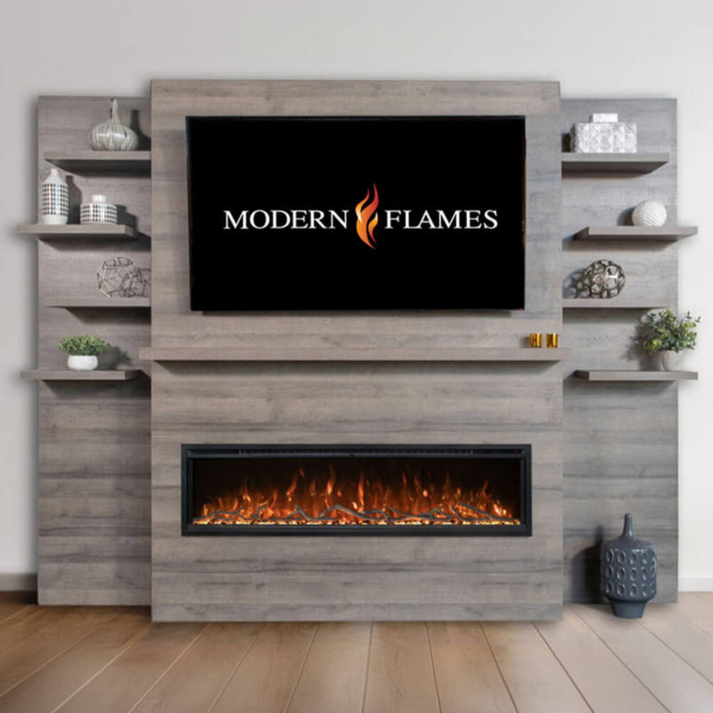 MODERN FLAMES ALLWOOD Media Main Wall System Only For Spectrum Slimline 60" Electric Fireplace [AFWS-MAIN-DW/CS] (SAK95146)