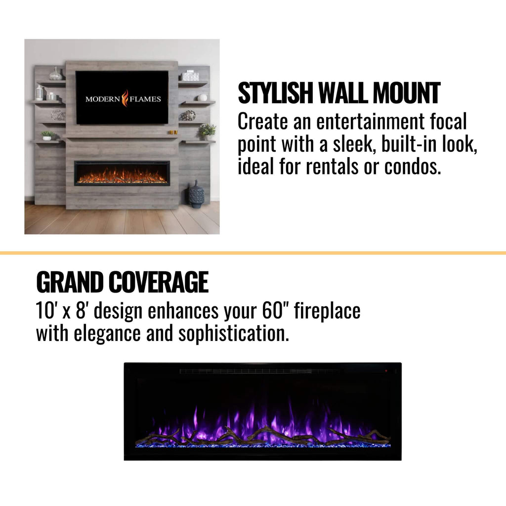 Modern Flames Allwood Media Main Wall System Only For Spectrum Slimline 60-Inch Electric Fireplace [AFWS-MAIN-DW/CS] (SAK95146) - Saksby Wholesale - Features View
