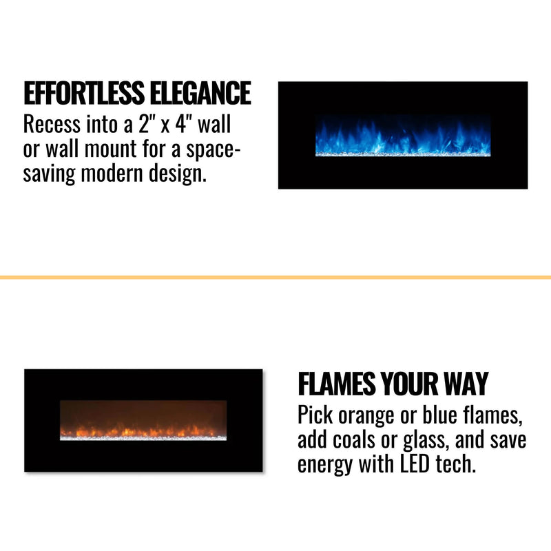 MODERN FLAMES AMBIANCE Built-In Electric Fireplace With LED Flame Technology,  60" [AL60CLX2-G] SAKSBY - Features View