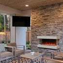 Modern Flames Landscape Pro 56-Inch Electric Fireplace Wall Mount Studio Suite Display, White [WMC-56LPM-RTF] (SAK38425) - Saksby Wholesale - Mounted on Accent Wall in Living Room Lifestyle View