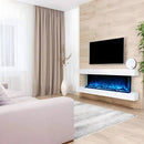 Modern Flames Landscape Pro 56-Inch Electric Fireplace Wall Mount Studio Suite Display, White [WMC-56LPM-RTF] (SAK38425) - Saksby Wholesale - White and Beige Living Room Lifestyle View