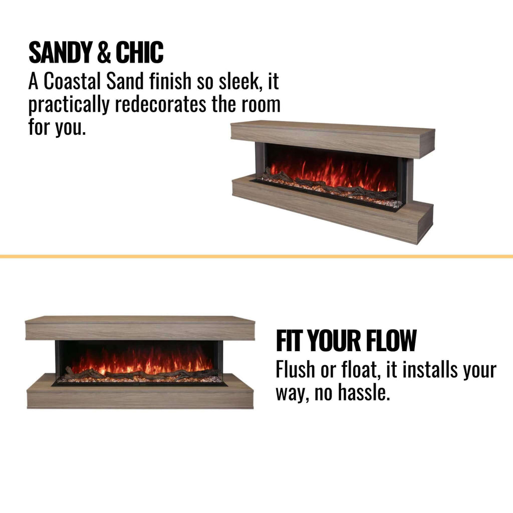 Modern Flames Landscape Pro 80-Inch Electric Fireplace Wall Mount Coastal Sand Studio Suite [WMC-80LPM-CS] (SAK96382) - Saksby Wholesale -Features View