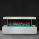 Modern Flames Landscape Pro Multi 44-Inch Linear Multi-Sided Built-In Electric Fireplace [LPM-4416V2] (SAK96355) - Saksby Wholesale - White Mantle Front View With Orange Flames
