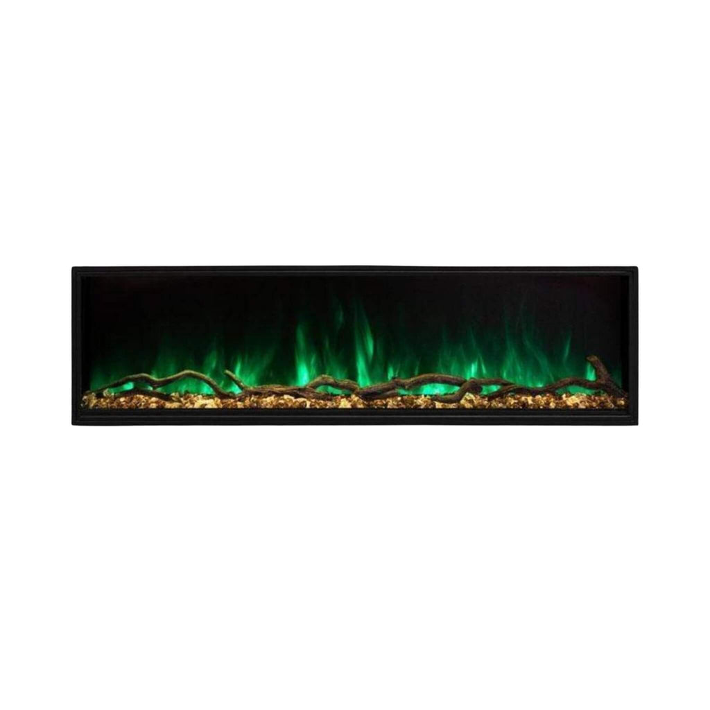 Modern Flames Landscape Pro Slim 44-Inch Built-In Linear Electric Fireplace [LPS-4414V2] (SAK18695) - Saksby Wholesale - Green Flame And Yellow Rock View