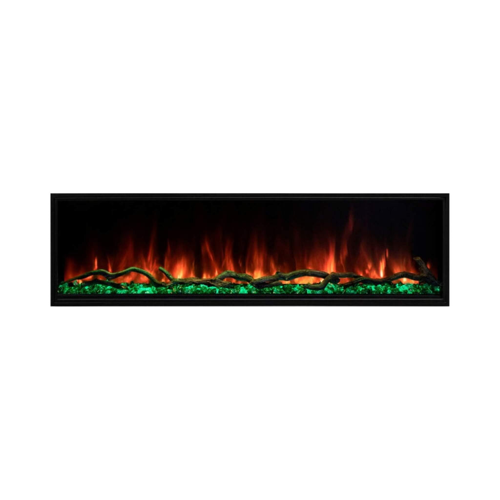 Modern Flames Landscape Pro Slim 44-Inch Built-In Linear Electric Fireplace [LPS-4414V2] (SAK18695) - Saksby Wholesale - Orange FLame And Green Rocks View