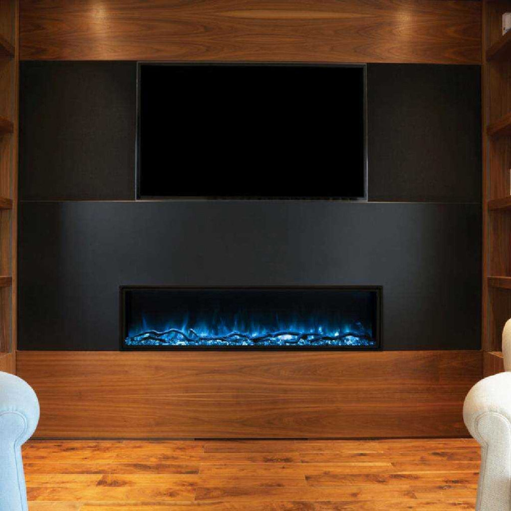 Modern Flames Landscape Pro Slim 56-Inch Built-In Electric Fireplace With Wifi Control [LPS-5614] (SAK62153) - Saksby Wholesale - Brown Living Room View