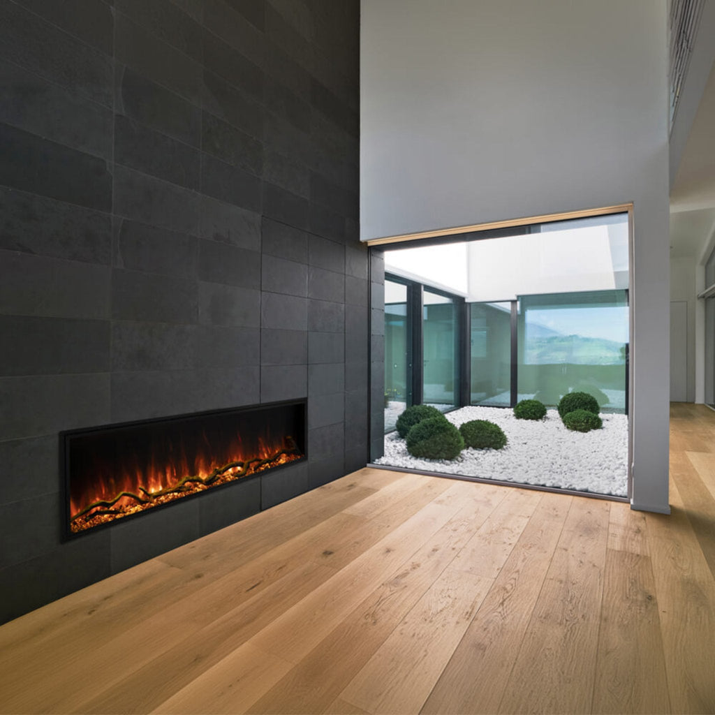MODERN FLAMES LANDSCAPE PRO SLIM 56" Built-In Linear Electric Fireplace [LPS-5614V2] SAKSBY - Living Room View