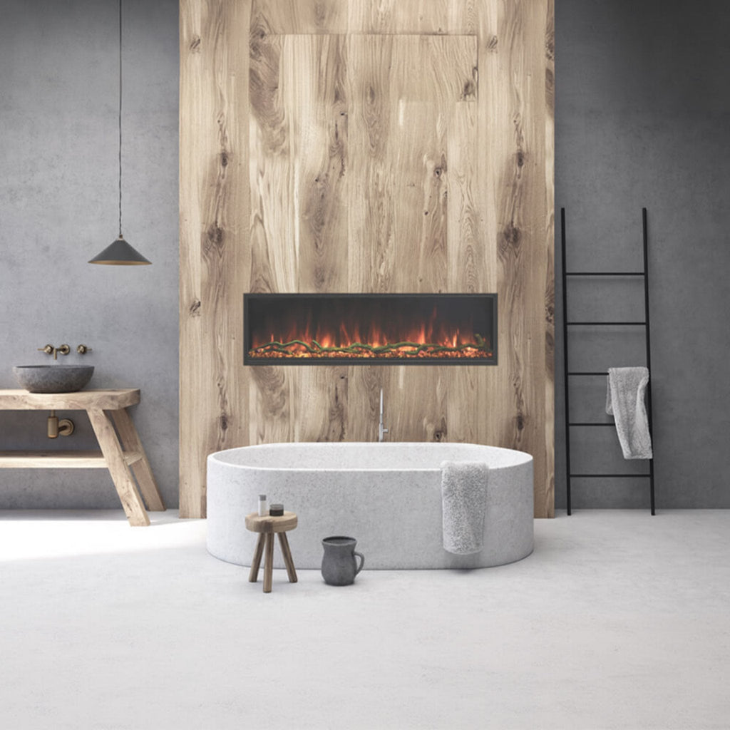 MODERN FLAMES LANDSCAPE PRO SLIM 56" Built-In Linear Electric Fireplace [LPS-5614V2] SAKSBY - Front Living Room View