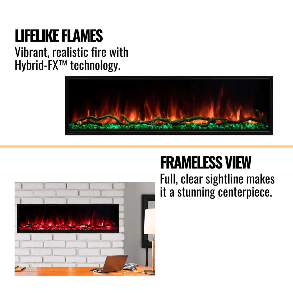 Modern Flames Landscape Pro Slim 56-Inch Built-In Linear Electric Fireplace [LPS-5614V2] (SAK54711) - Saksby Wholesale - Features View