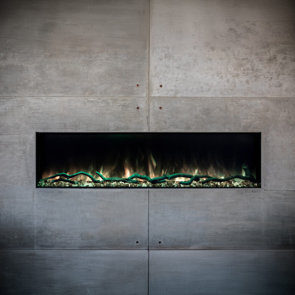 Modern Flames Landscape Pro Slim 56-Inch Built-In Linear Electric Fireplace [LPS-5614V2] (SAK54711) - Saksby Wholesale - Front View On Gray Wall