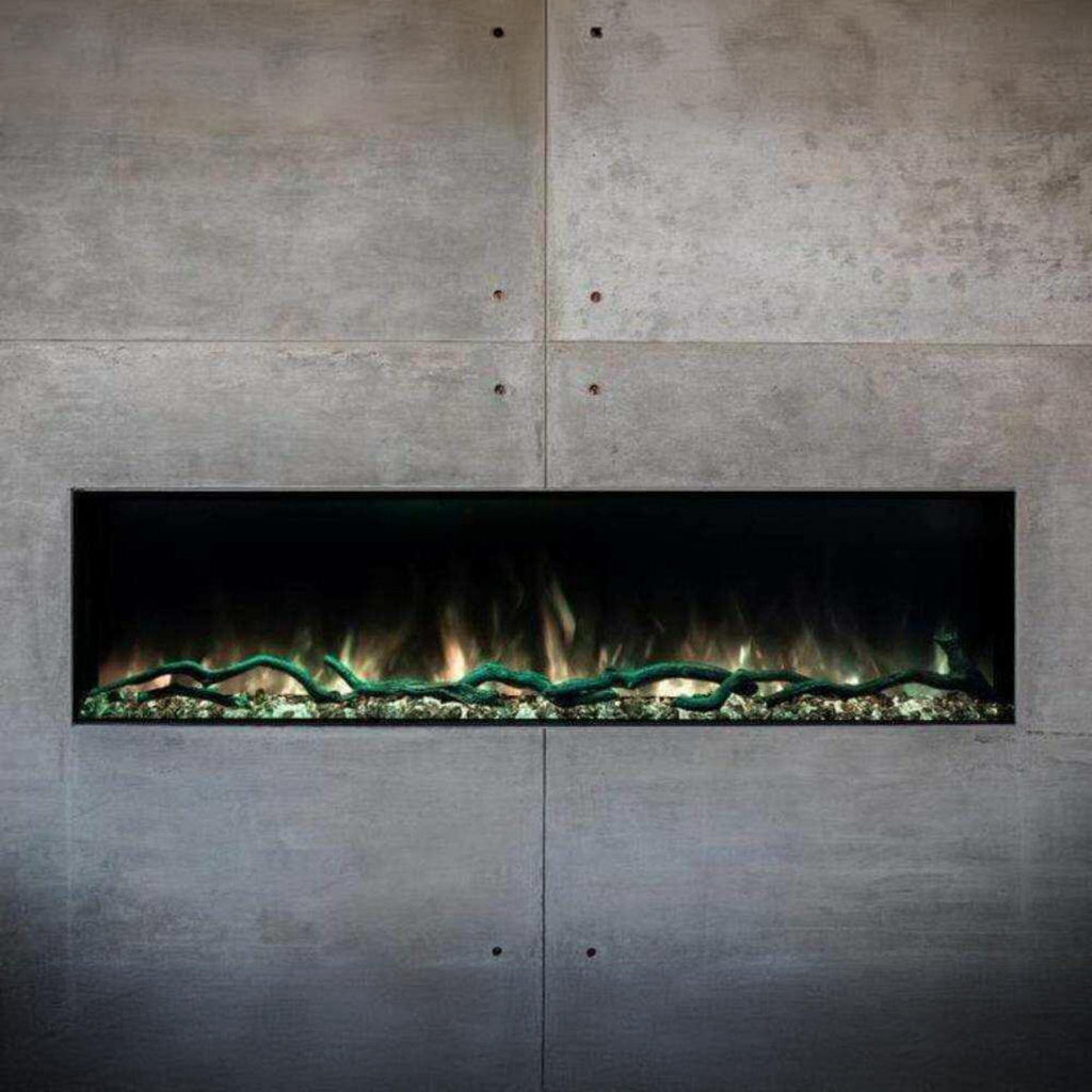 Modern Flames Landscape Pro Slim 68-Inch Built-In Electric Fireplace [LPS-6814V2] (SAK72941) - Saksby Wholesale -Front View Mounted On Gray Wall