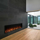 Modern Flames Landscape Pro Slim 68-Inch Built-In Electric Fireplace [LPS-6814V2] (SAK72941) - Saksby Wholesale - Left Corner View Of A Gray Accent Wall